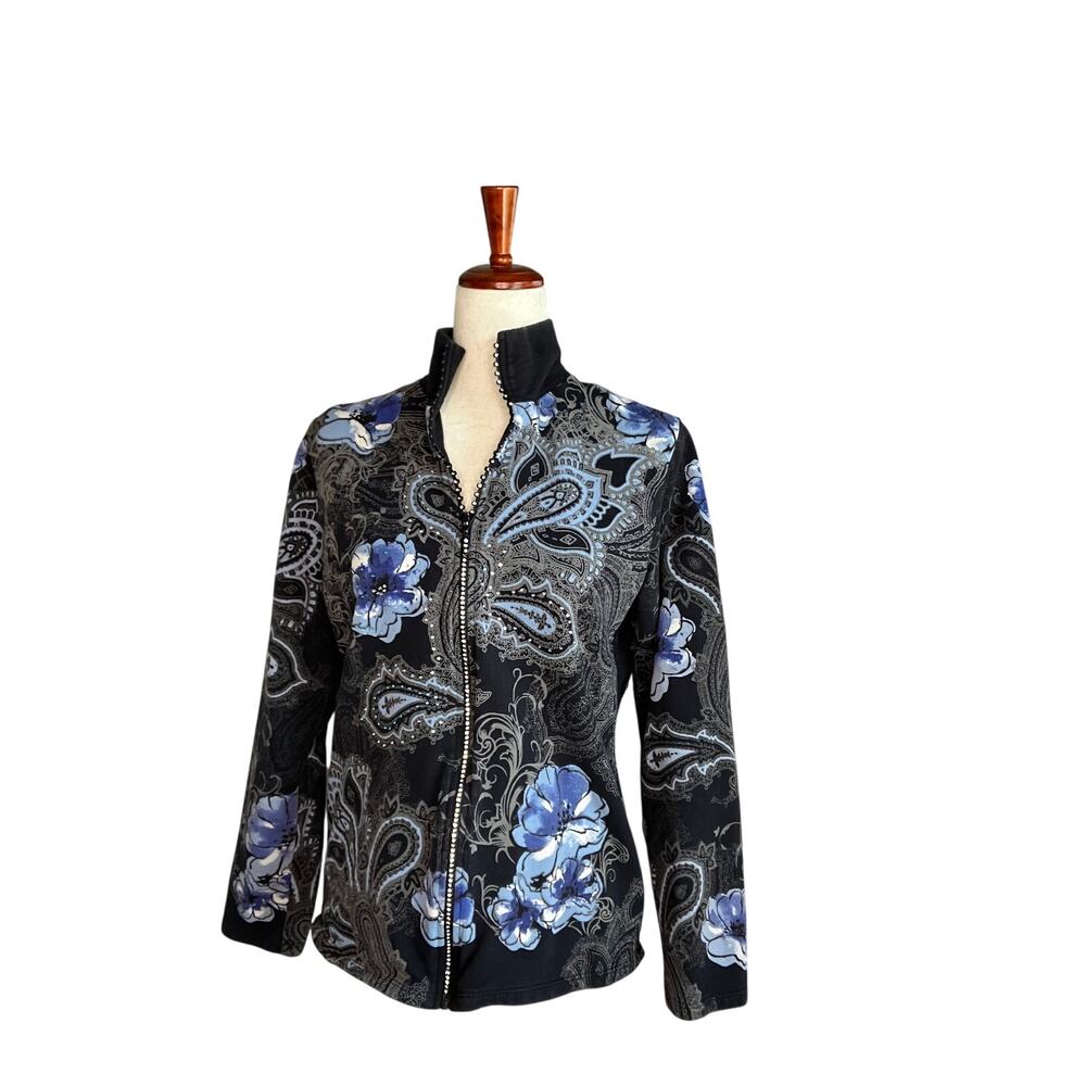 Jess & Jane Y2K Paisley & Rhinestne zipper hoodie Size M